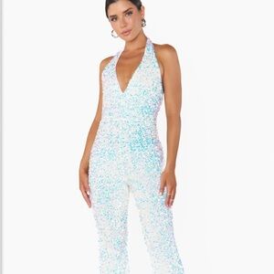 SHOW ME YOUR MUMU studio halter sequin jumpsuit